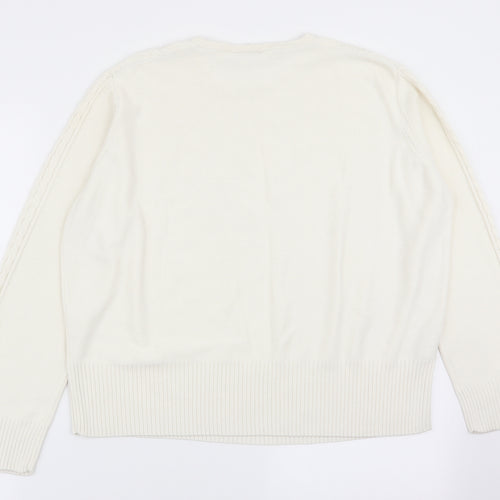 Country Casuals Womens White Geometric  Pullover Jumper Size L