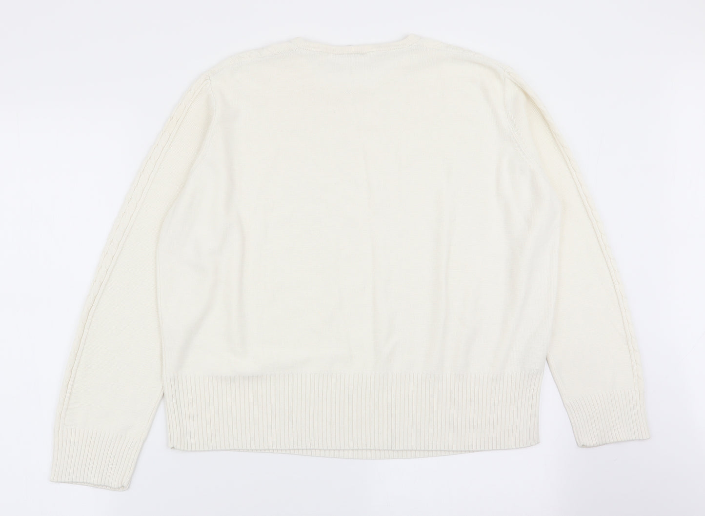 Country Casuals Womens White Geometric  Pullover Jumper Size L