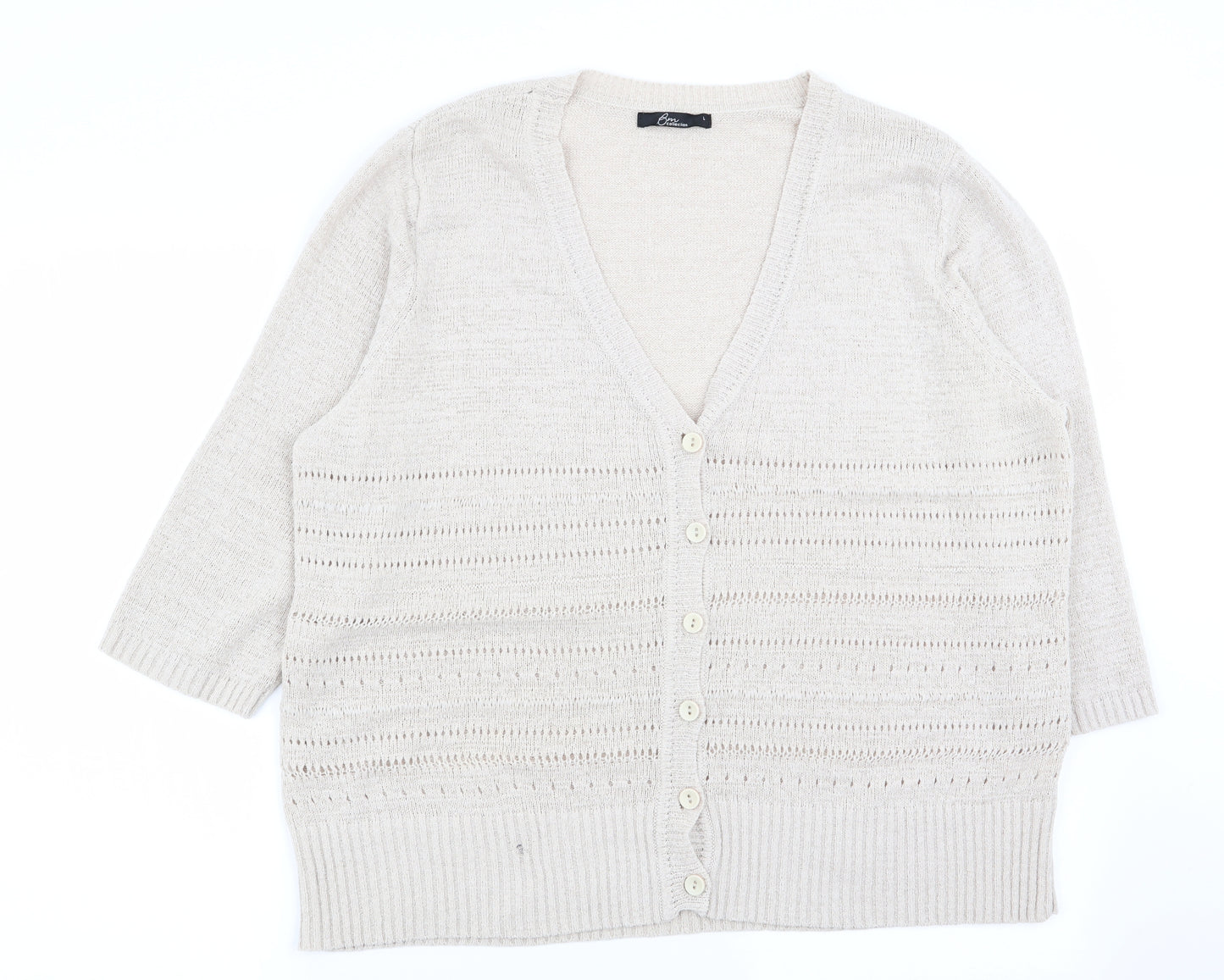 BM Womens Beige   Cardigan Jumper Size L