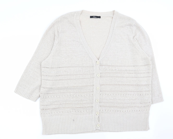 BM Womens Beige   Cardigan Jumper Size L