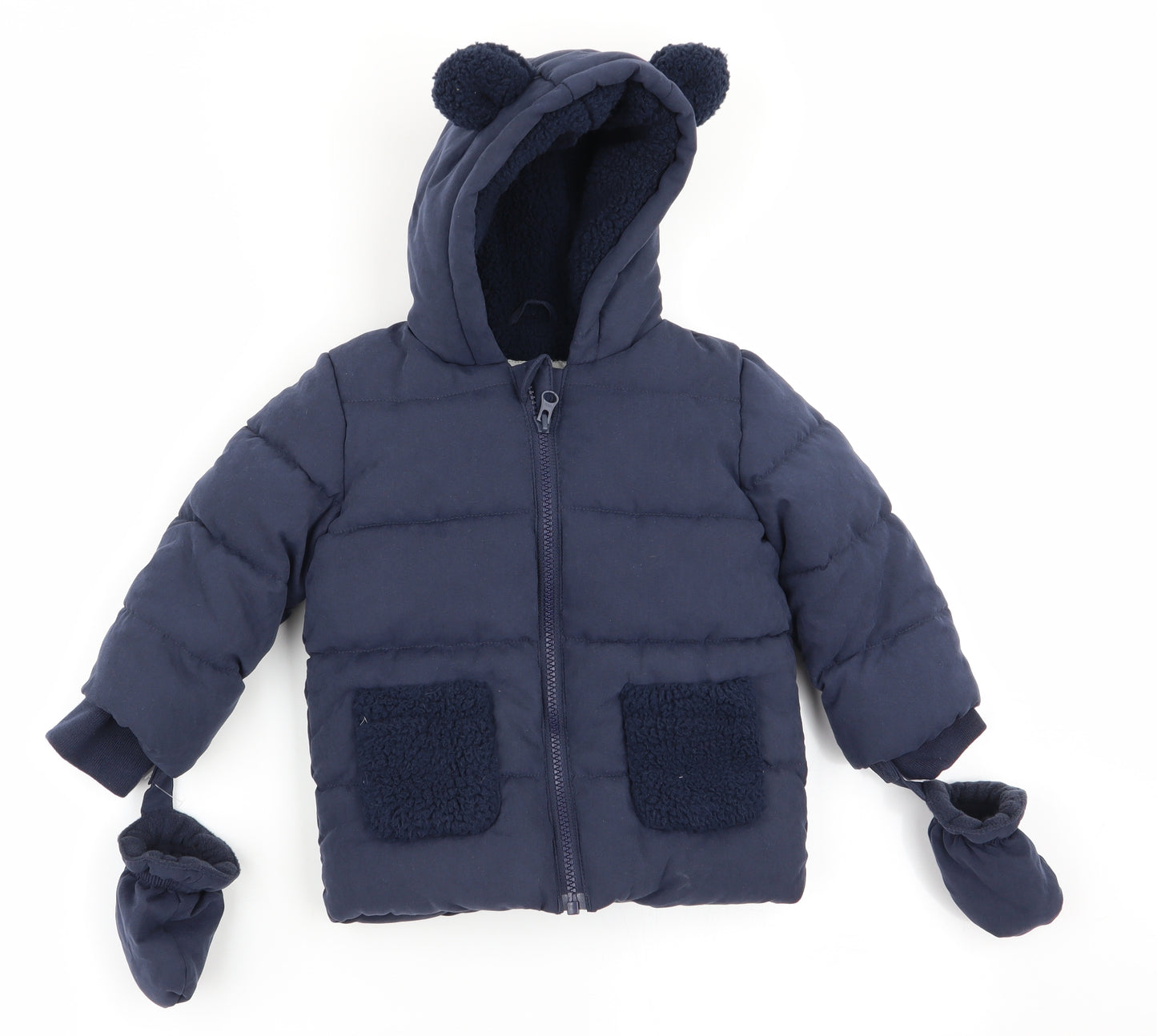 Asda George Boys Blue   Puffer Jacket Coat Size 12-18 Months
