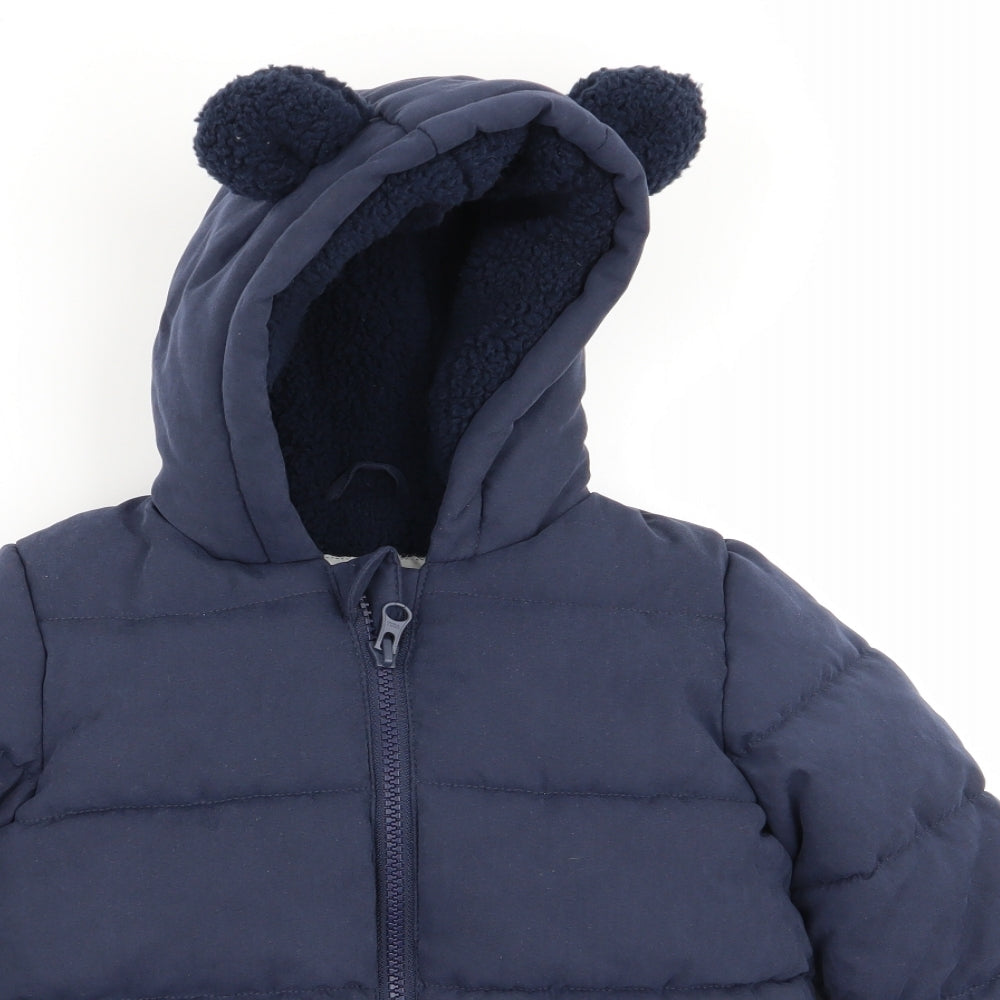 Asda George Boys Blue   Puffer Jacket Coat Size 12-18 Months