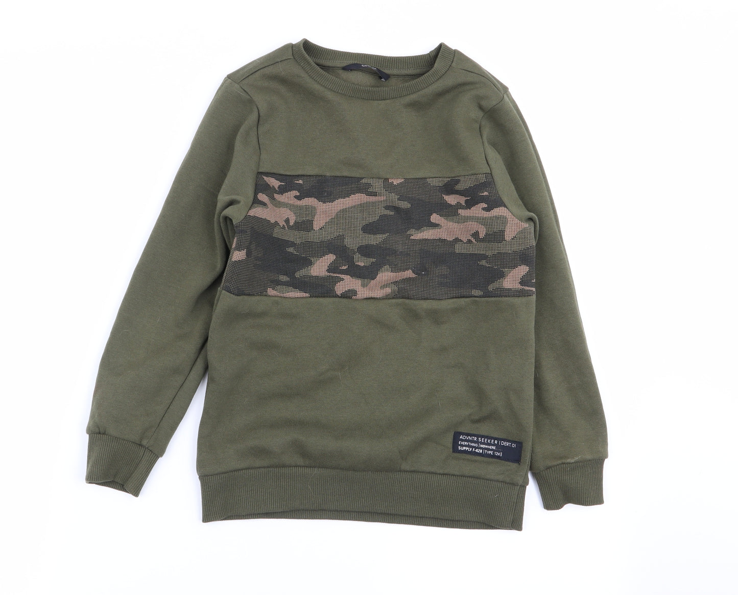 Asda George Boys Green Camouflage  Pullover Jumper Size 7-8 Years