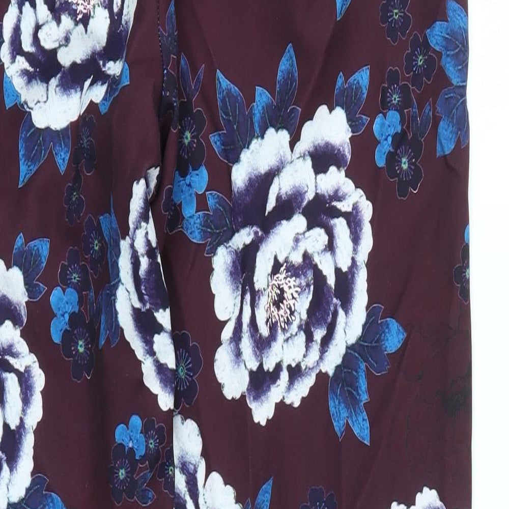 Missguided Womens Purple Floral  Trousers  Size 10 L28 in