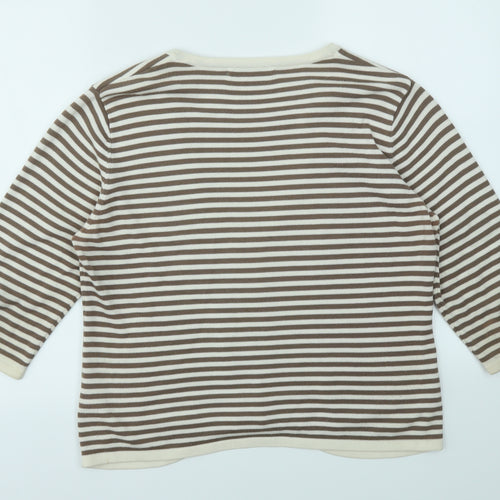 Emreco Womens Brown Striped  Pullover Jumper Size 14