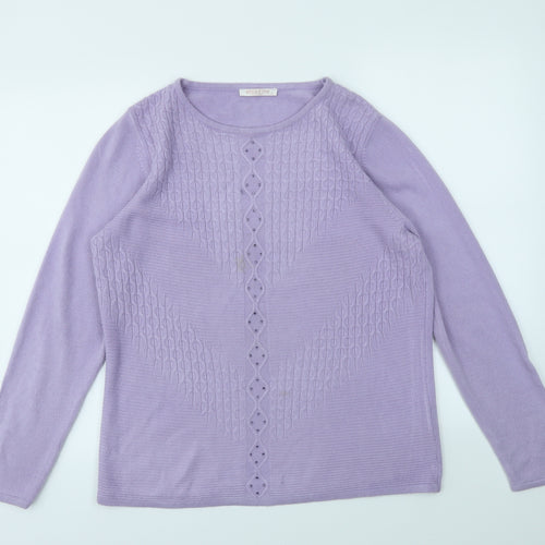 ANNA ROSE Womens Purple Houndstooth  Pullover Jumper Size XL
