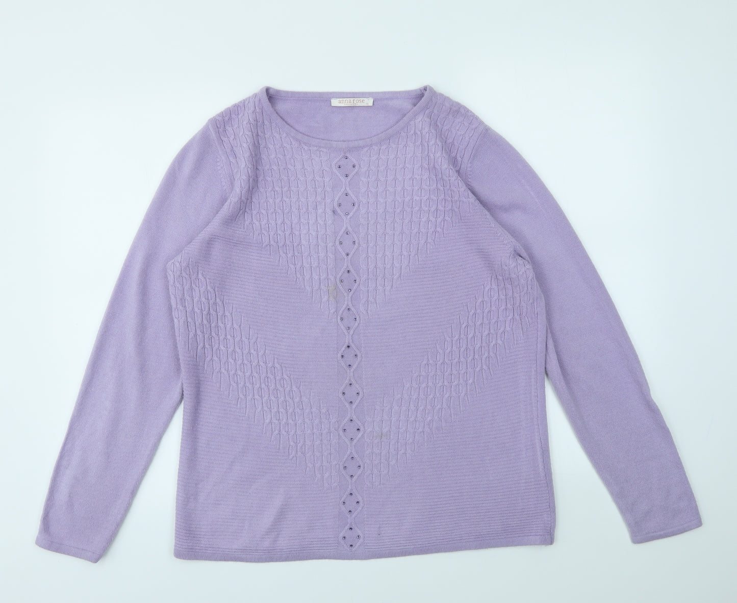 ANNA ROSE Womens Purple Houndstooth  Pullover Jumper Size XL