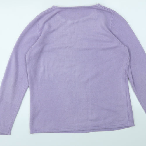 ANNA ROSE Womens Purple Houndstooth  Pullover Jumper Size XL