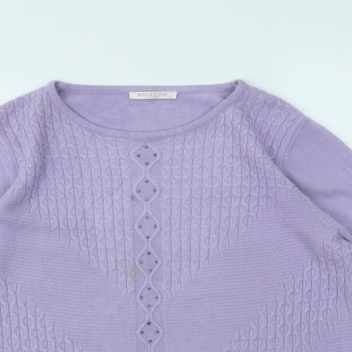 ANNA ROSE Womens Purple Houndstooth  Pullover Jumper Size XL