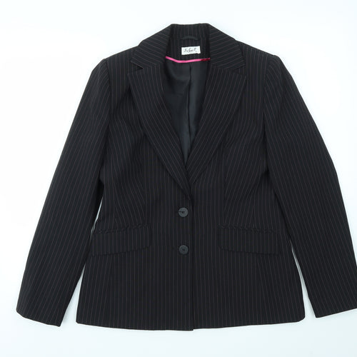 SELEIT Womens Black Striped  Jacket Blazer Size 12