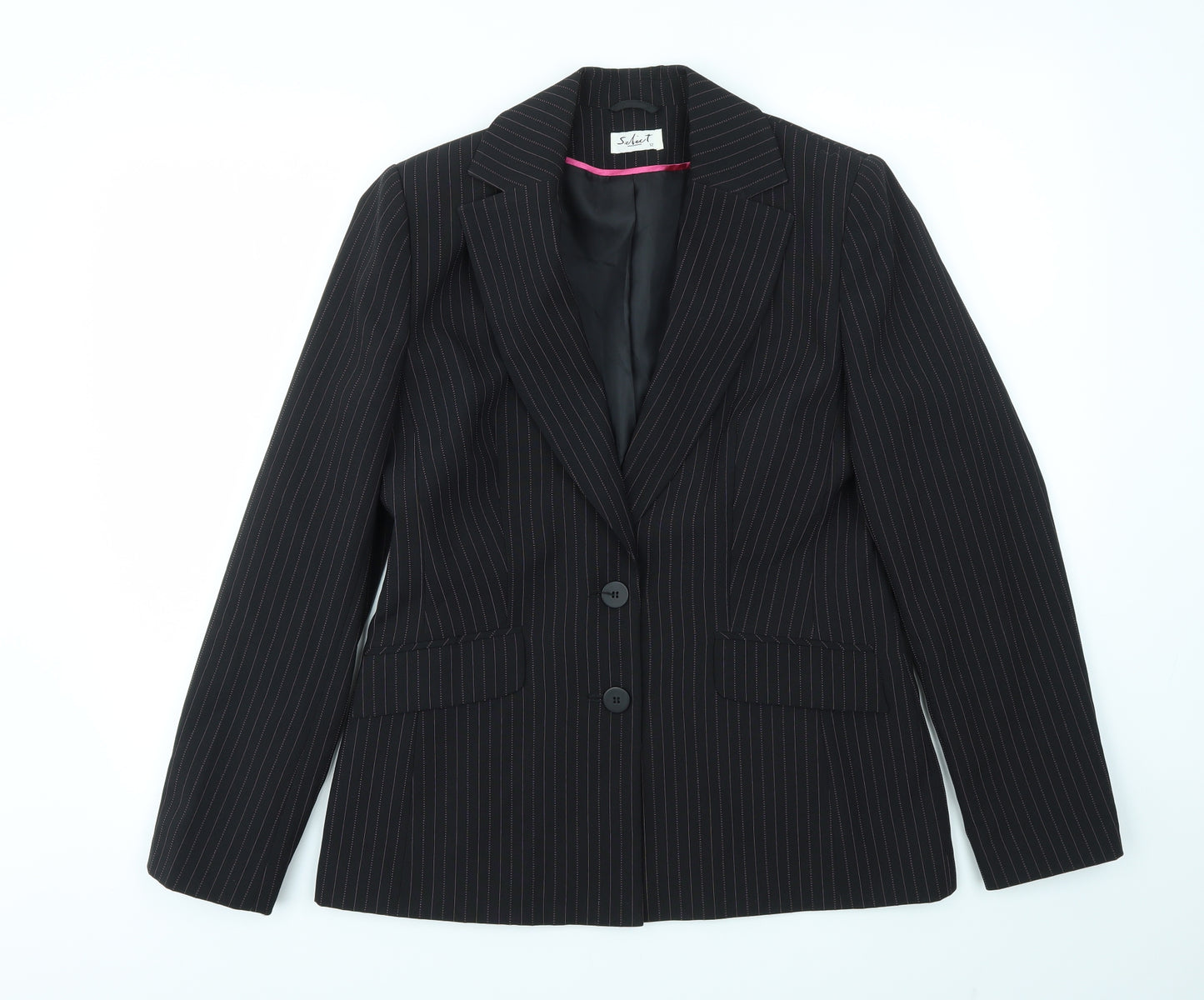 SELEIT Womens Black Striped  Jacket Blazer Size 12