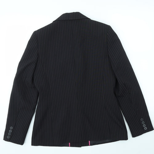 SELEIT Womens Black Striped  Jacket Blazer Size 12