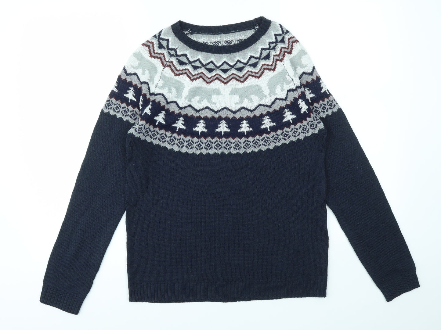 Nutmeg Boys Blue Geometric  Pullover Jumper Size 13-14 Years