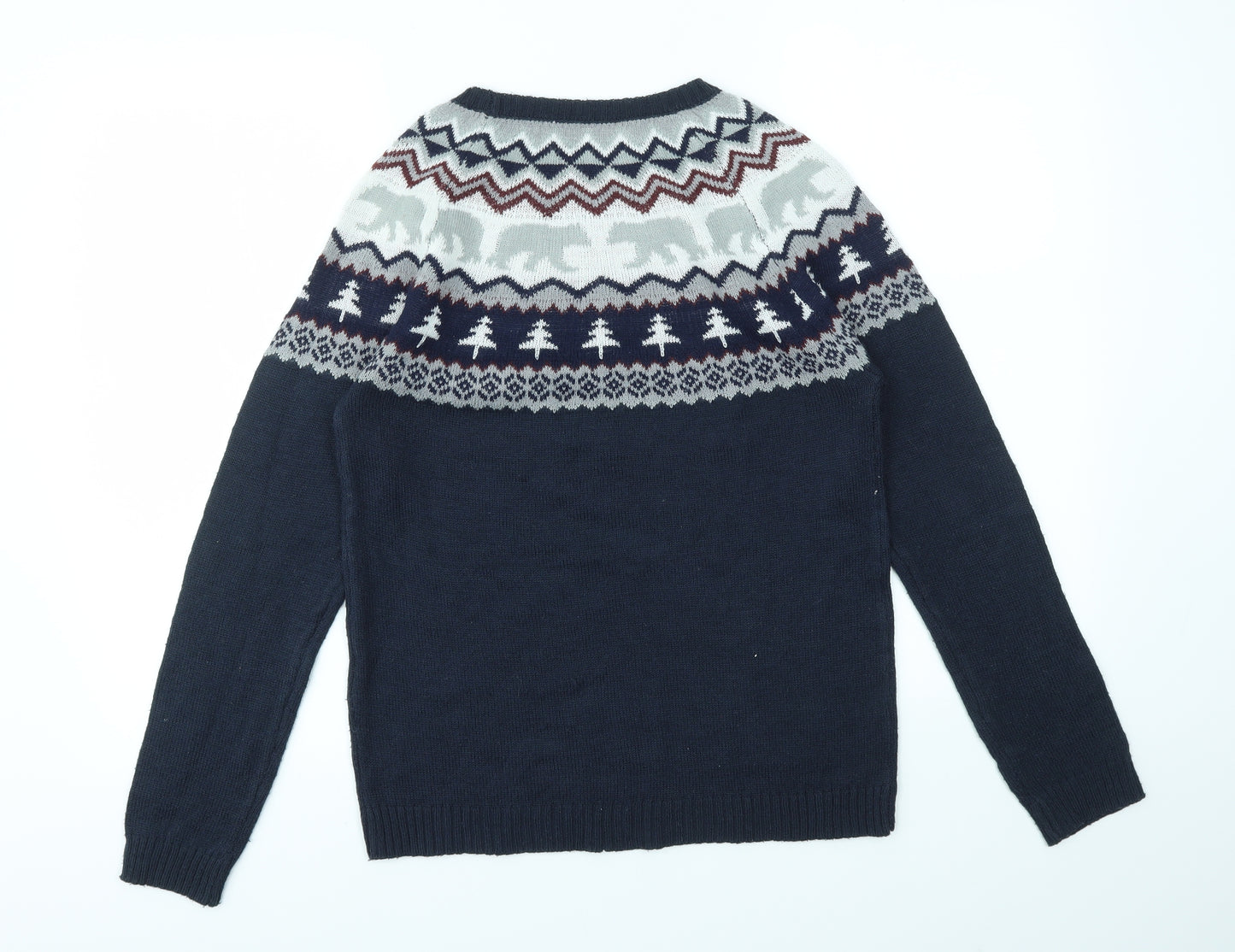 Nutmeg Boys Blue Geometric  Pullover Jumper Size 13-14 Years