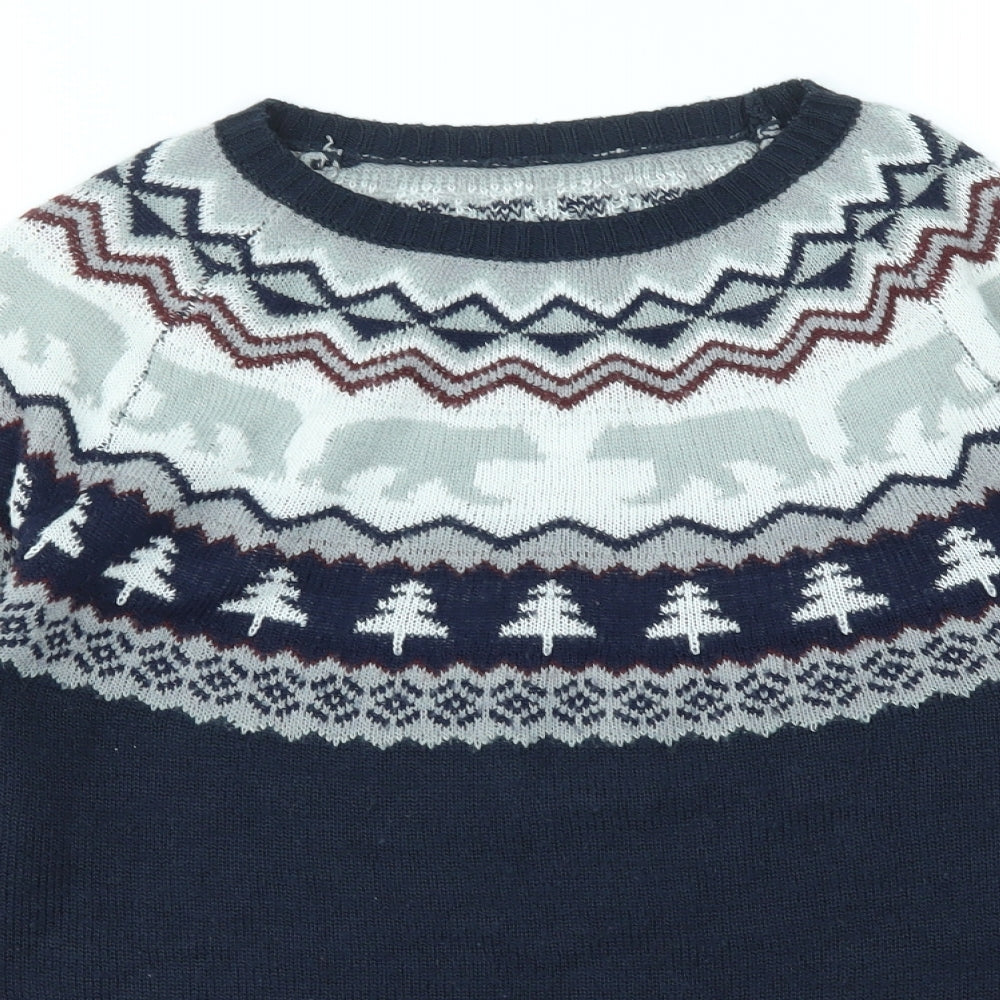 Nutmeg Boys Blue Geometric  Pullover Jumper Size 13-14 Years