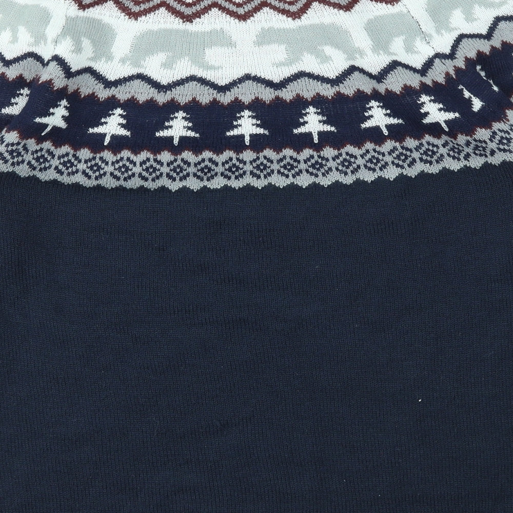 Nutmeg Boys Blue Geometric  Pullover Jumper Size 13-14 Years