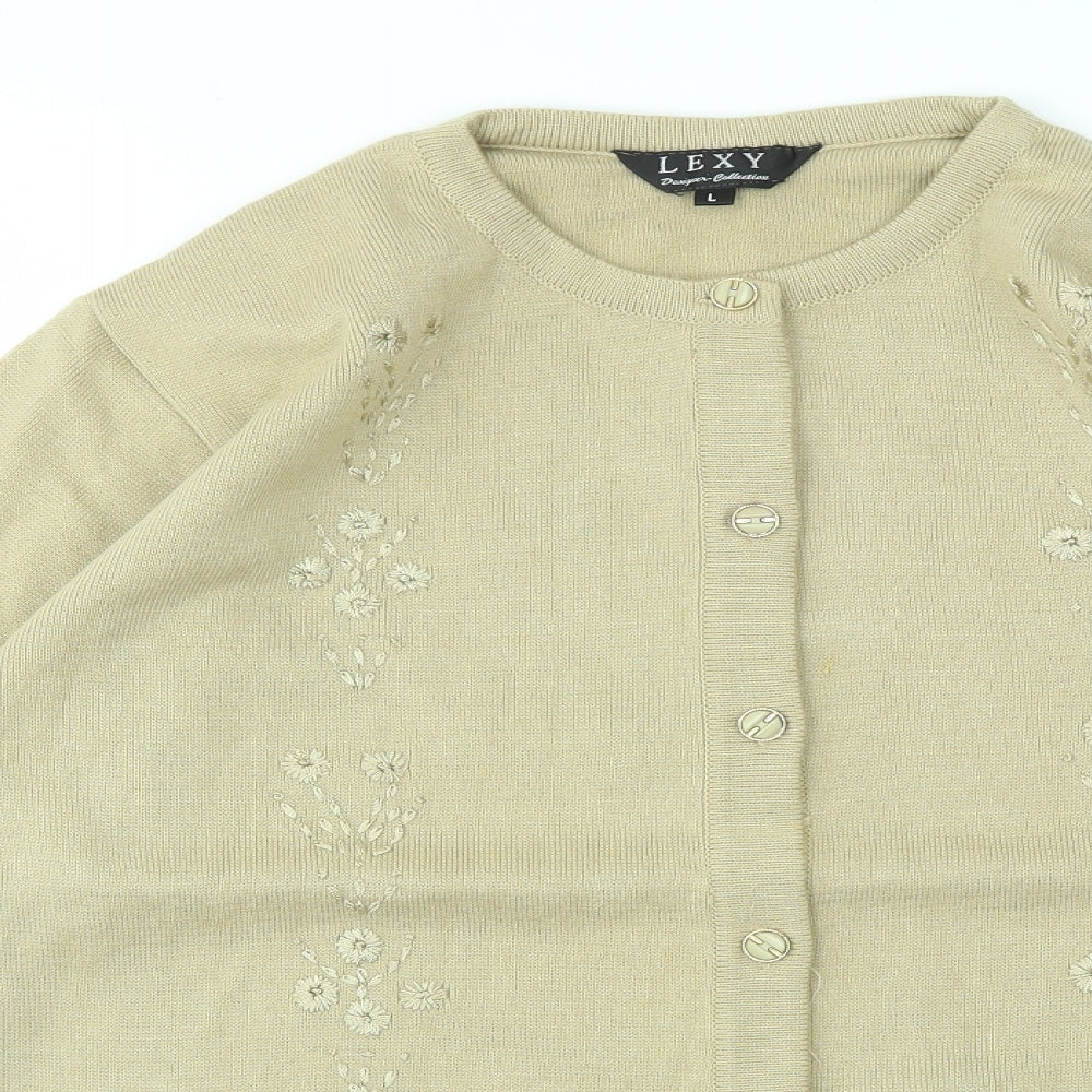 LEXY Womens Beige   Cardigan Jumper Size L