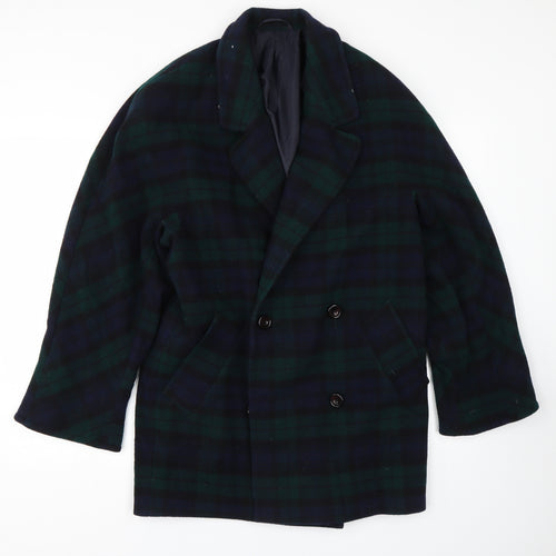 Preworn Womens Green Check  Trench Coat Coat Size M