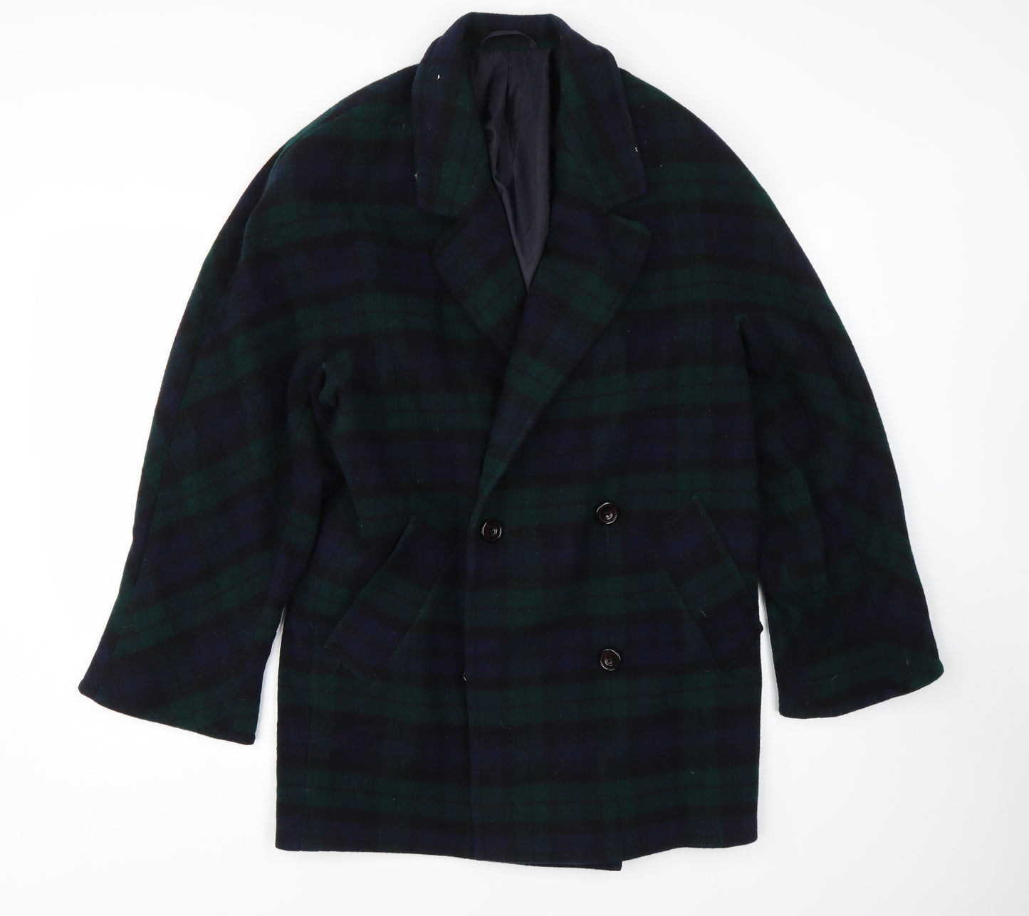 Preworn Womens Green Check  Trench Coat Coat Size M