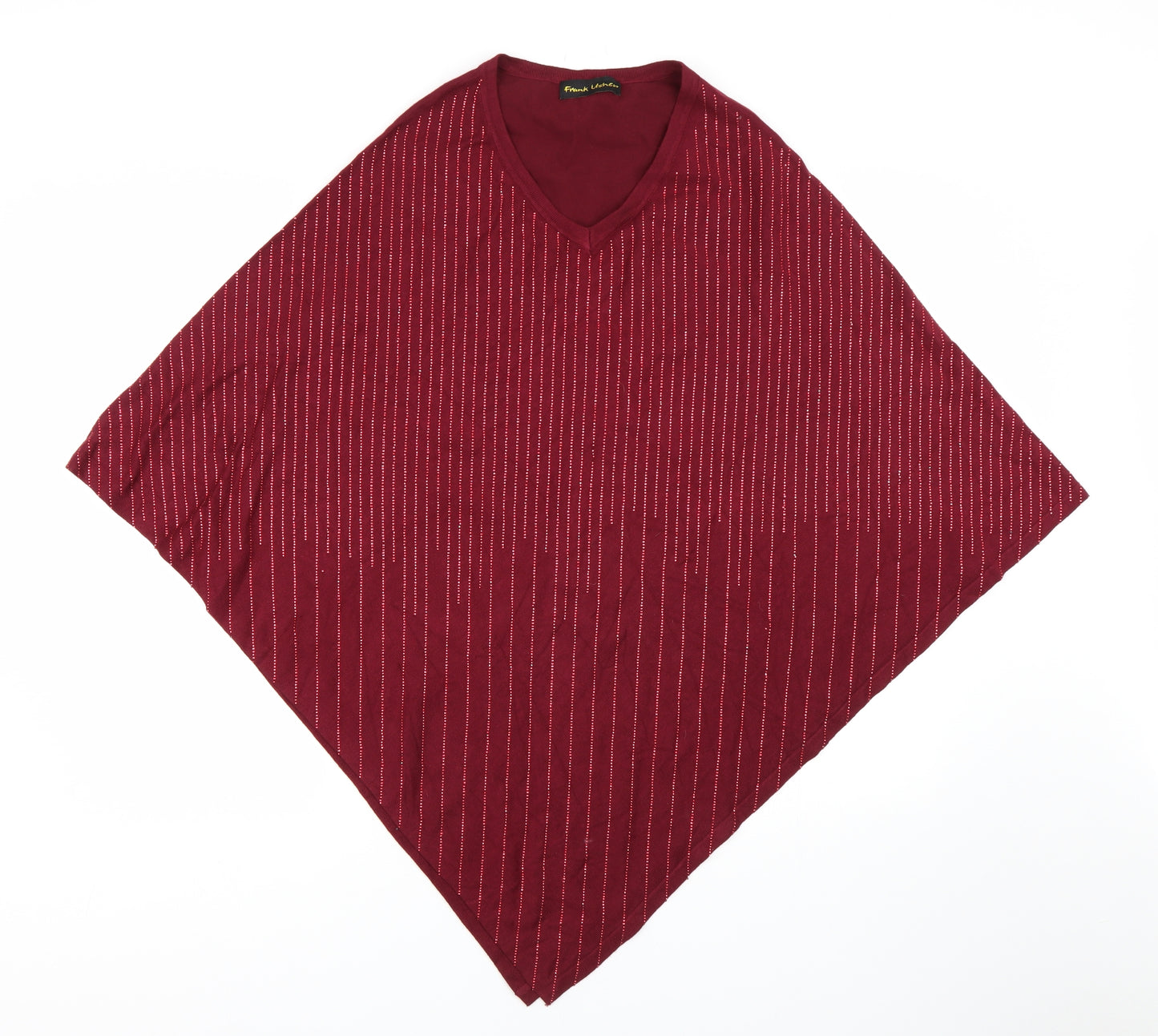 Frank Usher Womens Red Striped  Pullover Jumper One Size  - Poncho