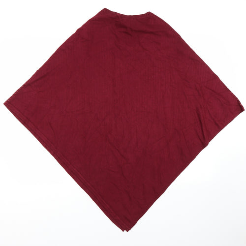 Frank Usher Womens Red Striped  Pullover Jumper One Size  - Poncho