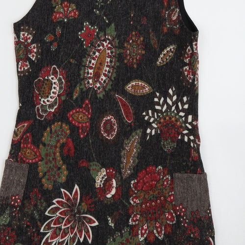 159 Ma Womens Black Floral  Tank Dress  Size S