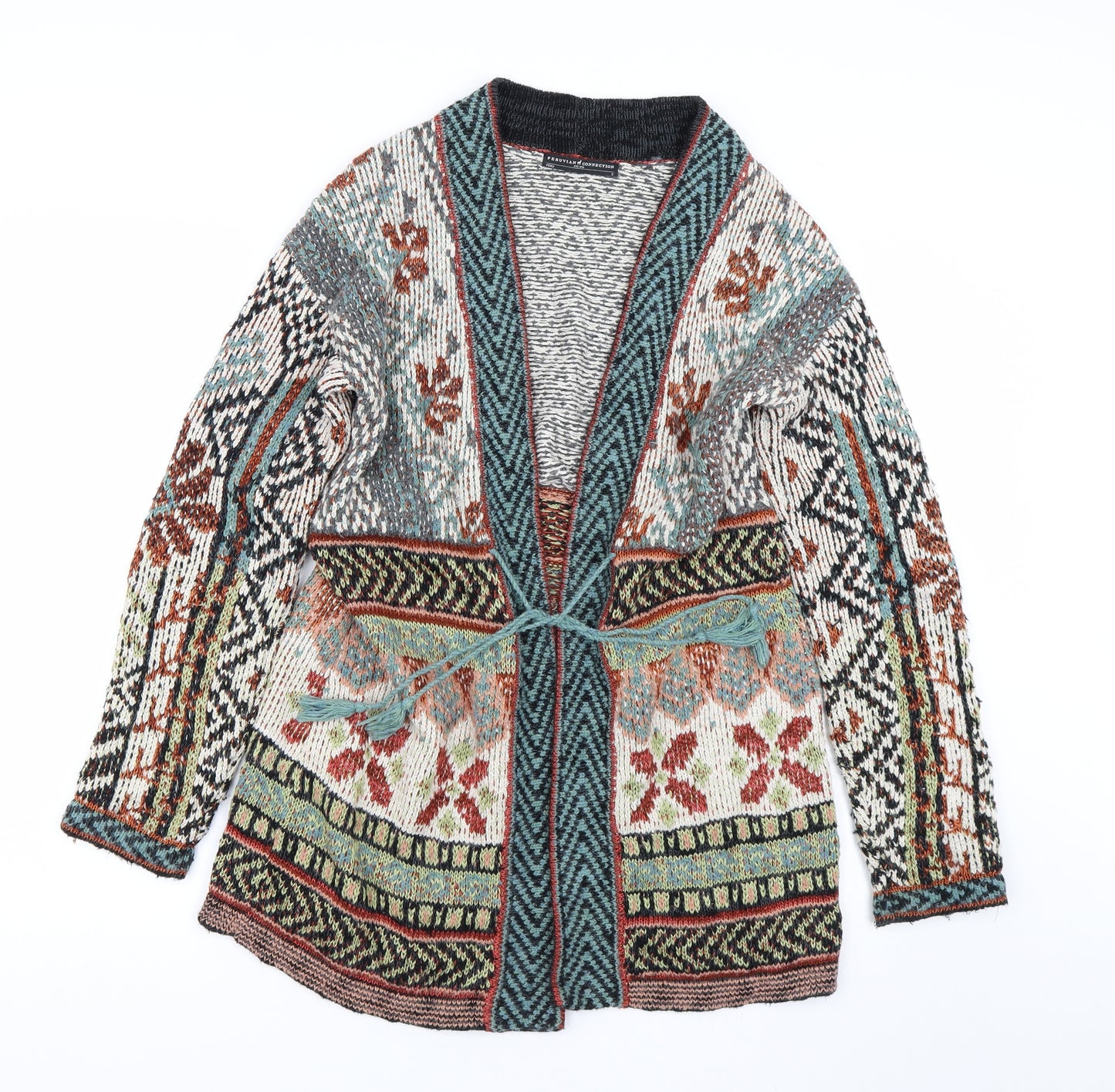 Peruvian Womens Multicoloured Fair Isle  Cardigan Jumper Size M