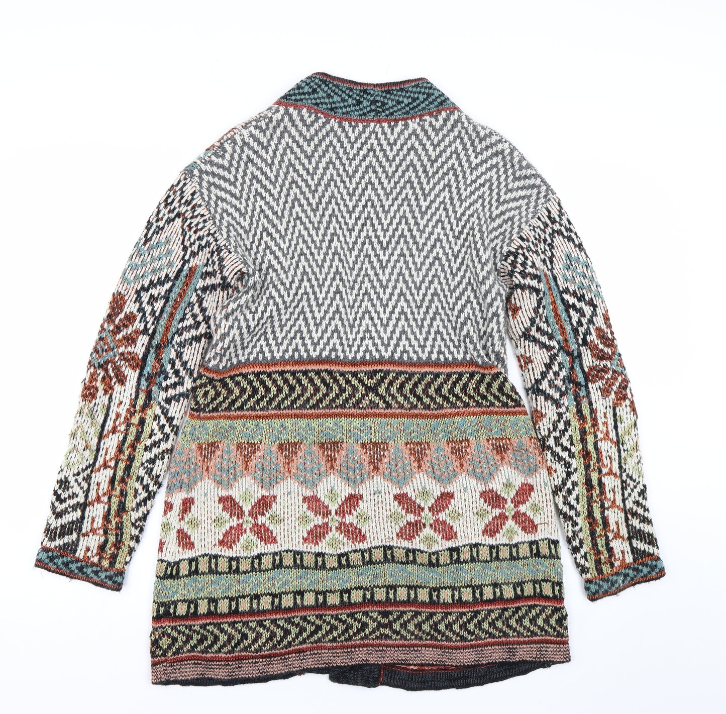 Peruvian Womens Multicoloured Fair Isle  Cardigan Jumper Size M
