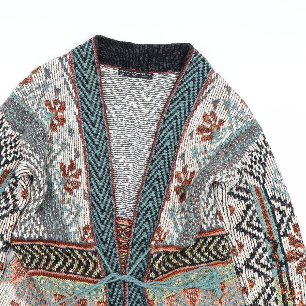 Peruvian Womens Multicoloured Fair Isle  Cardigan Jumper Size M