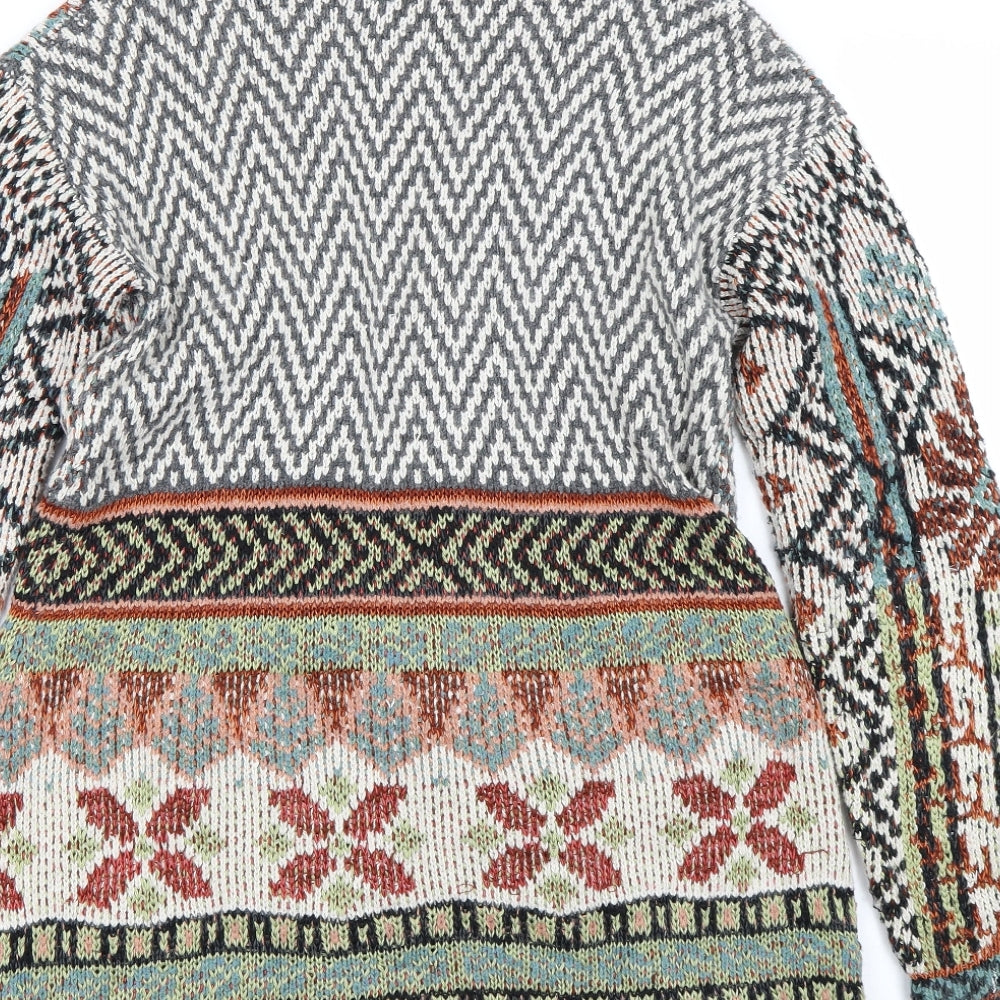 Peruvian Womens Multicoloured Fair Isle  Cardigan Jumper Size M