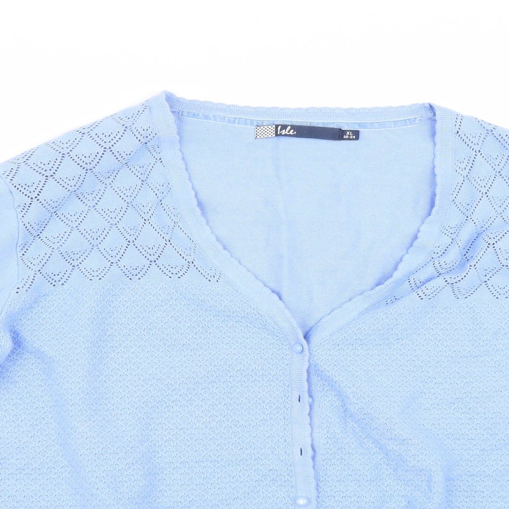 ISle Womens Blue   Cardigan Jumper Size XL