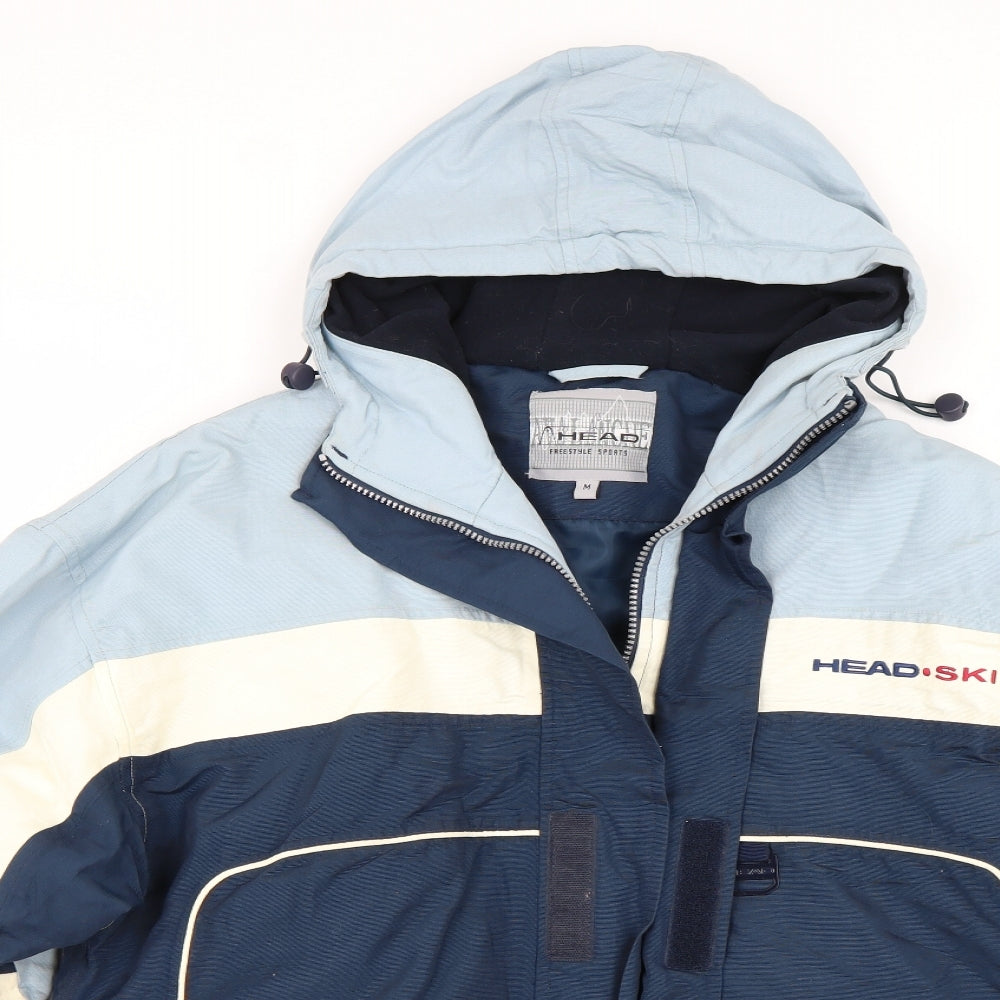 Head Ski Mens Blue Striped  Rain Coat Coat Size M