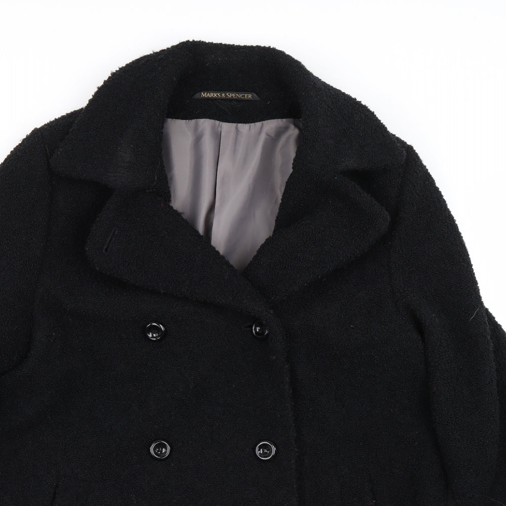 M&S Womens Black   Trench Coat Coat Size 12