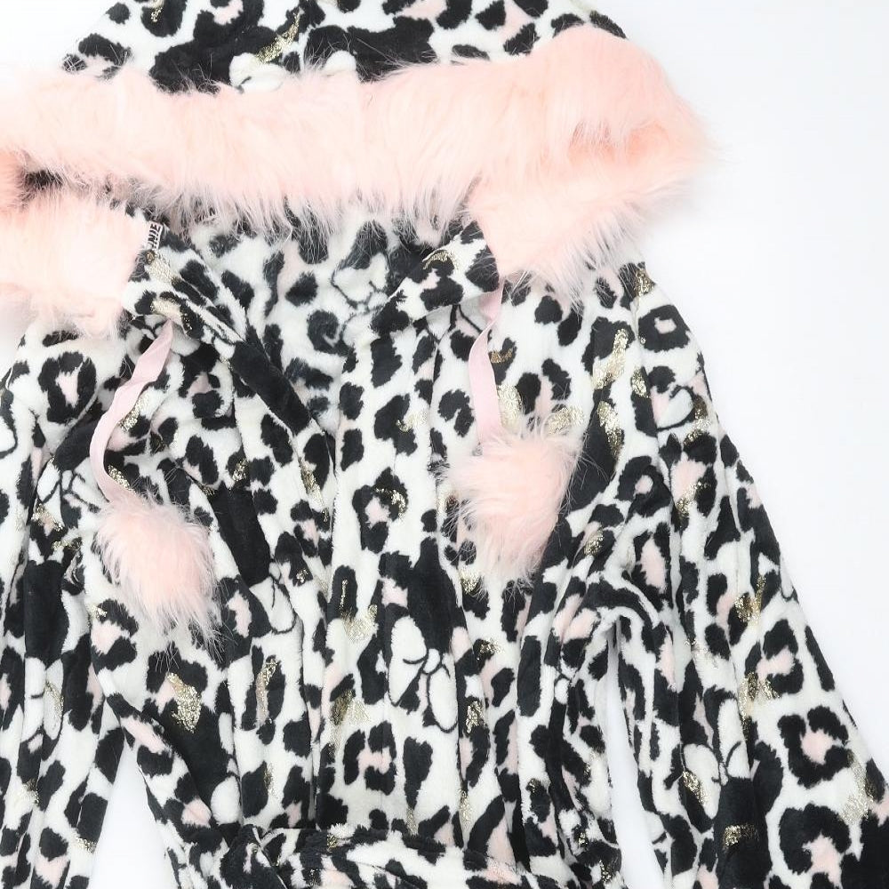 George Womens Black Animal Print  Top Robe Size S  - minnie mouse