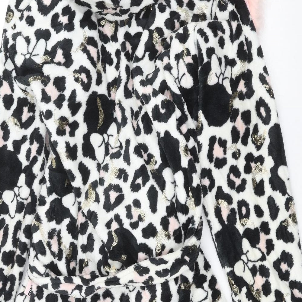 George Womens Black Animal Print  Top Robe Size S  - minnie mouse