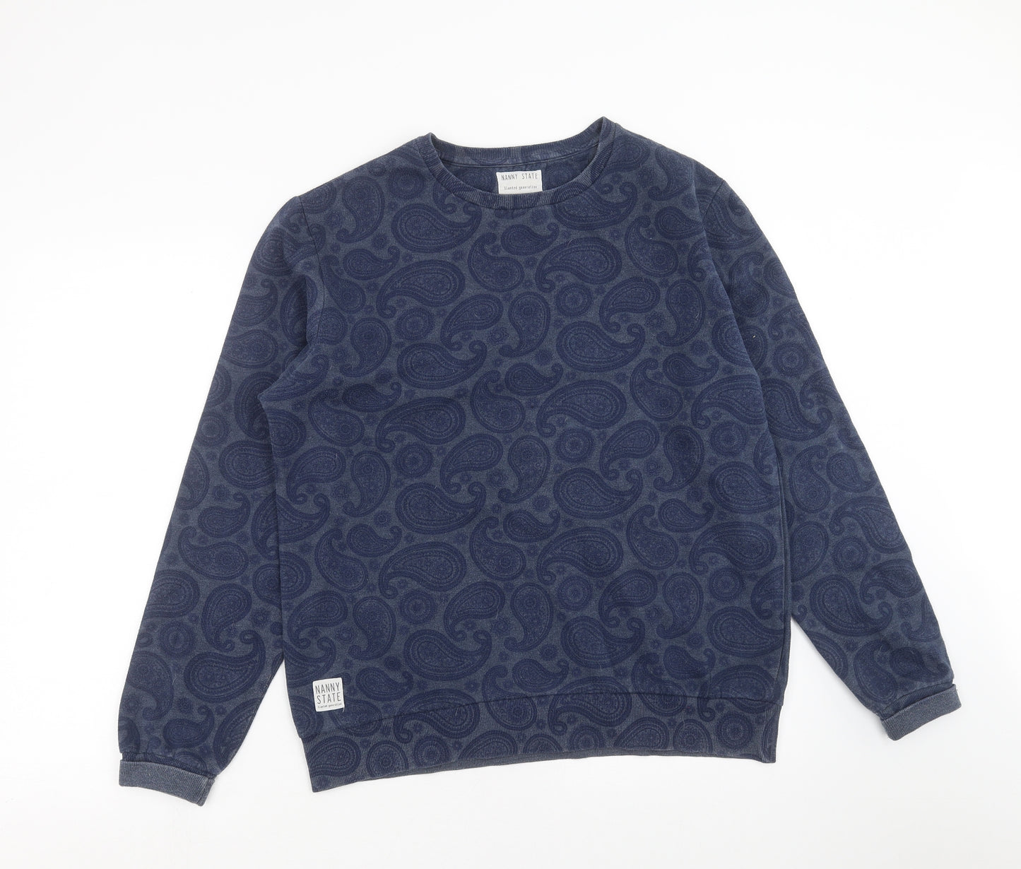Nanny State Womens Blue Paisley  Pullover Sweatshirt Size L