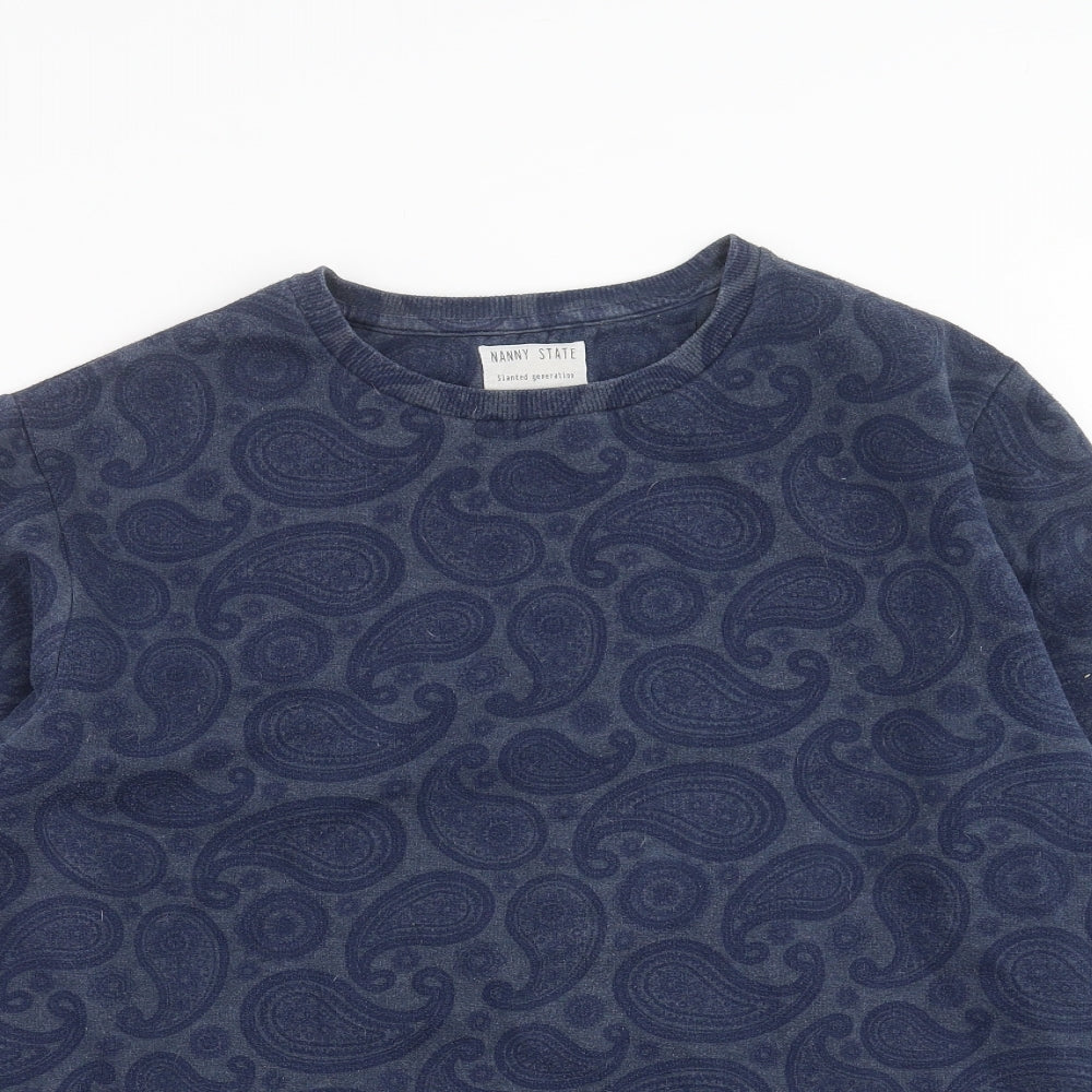 Nanny State Womens Blue Paisley  Pullover Sweatshirt Size L