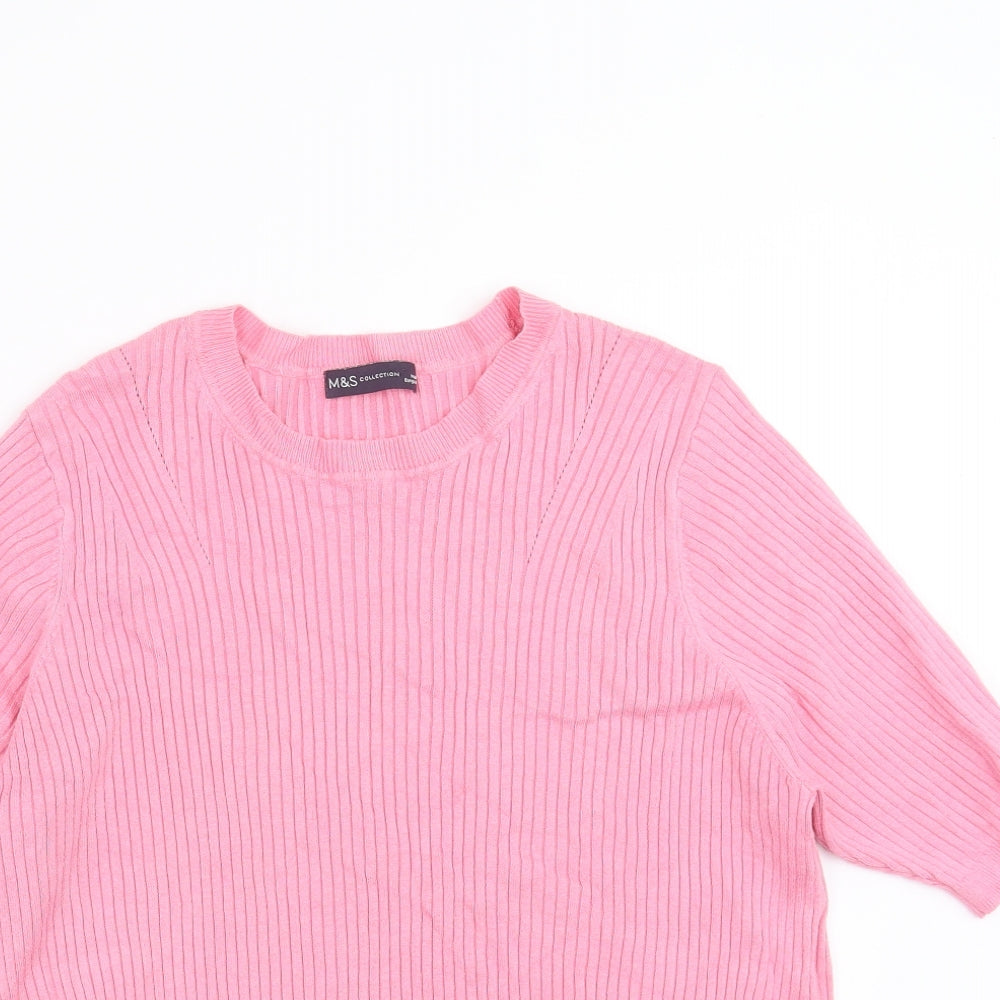 Marks and Spencer Womens Pink Striped  Pullover Jumper Size 20