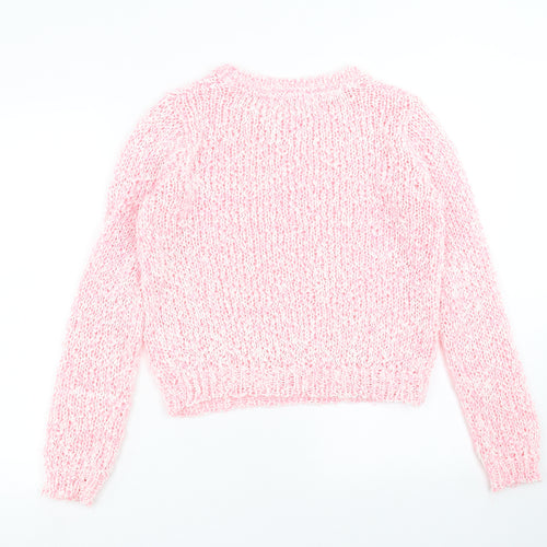 internationale Womens Pink  Knit Pullover Jumper Size 12  - open knit