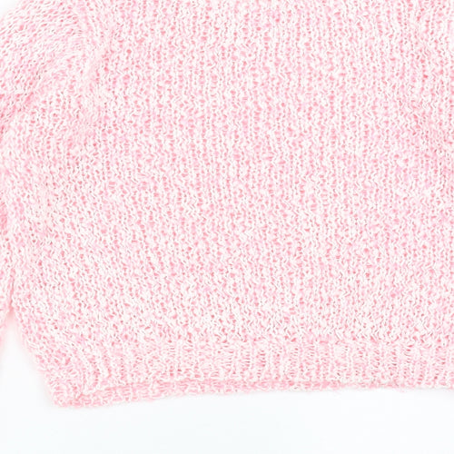 internationale Womens Pink  Knit Pullover Jumper Size 12  - open knit