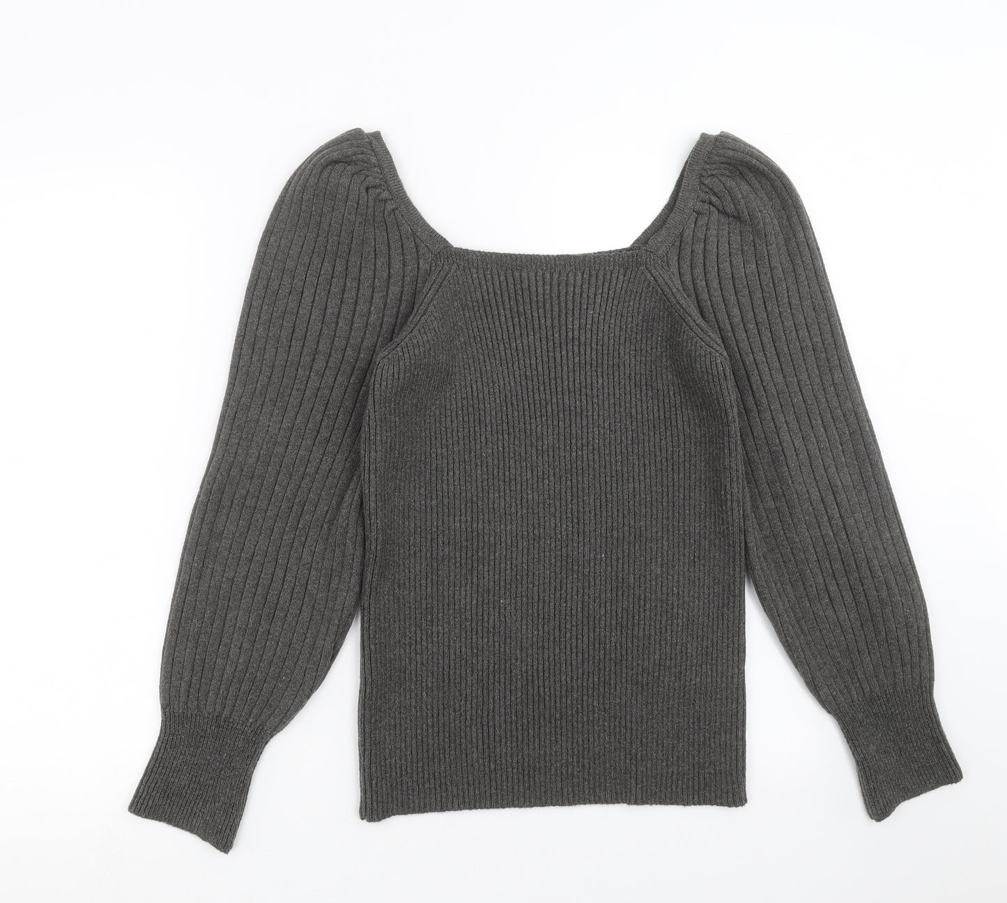 F&F Womens Grey Striped Knit Pullover Jumper Size 14