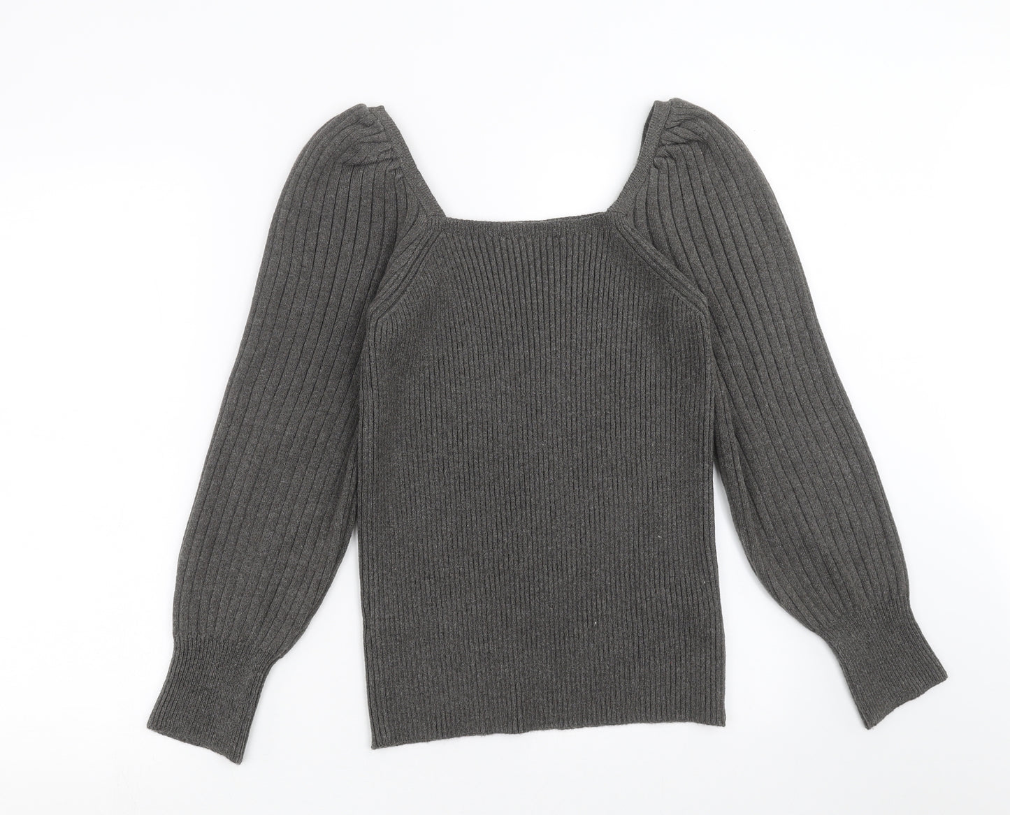 F&F Womens Grey Striped Knit Pullover Jumper Size 14