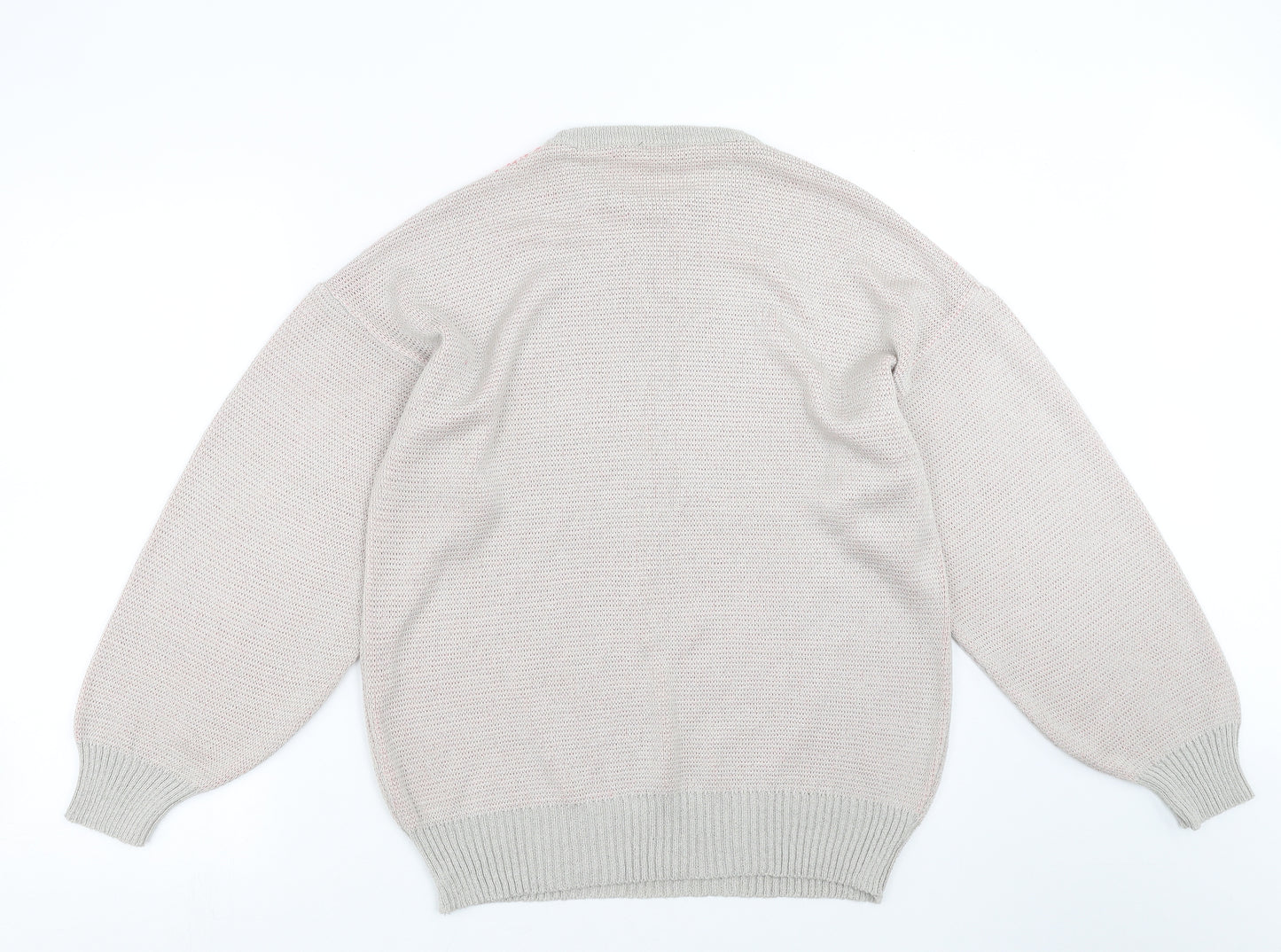 Match Set Womens Grey Floral  Pullover Jumper Size M  - leaf pattern