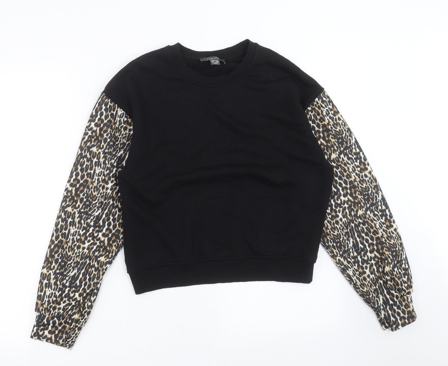 Primark Womens Black Animal Print  Pullover Sweatshirt Size 2XS
