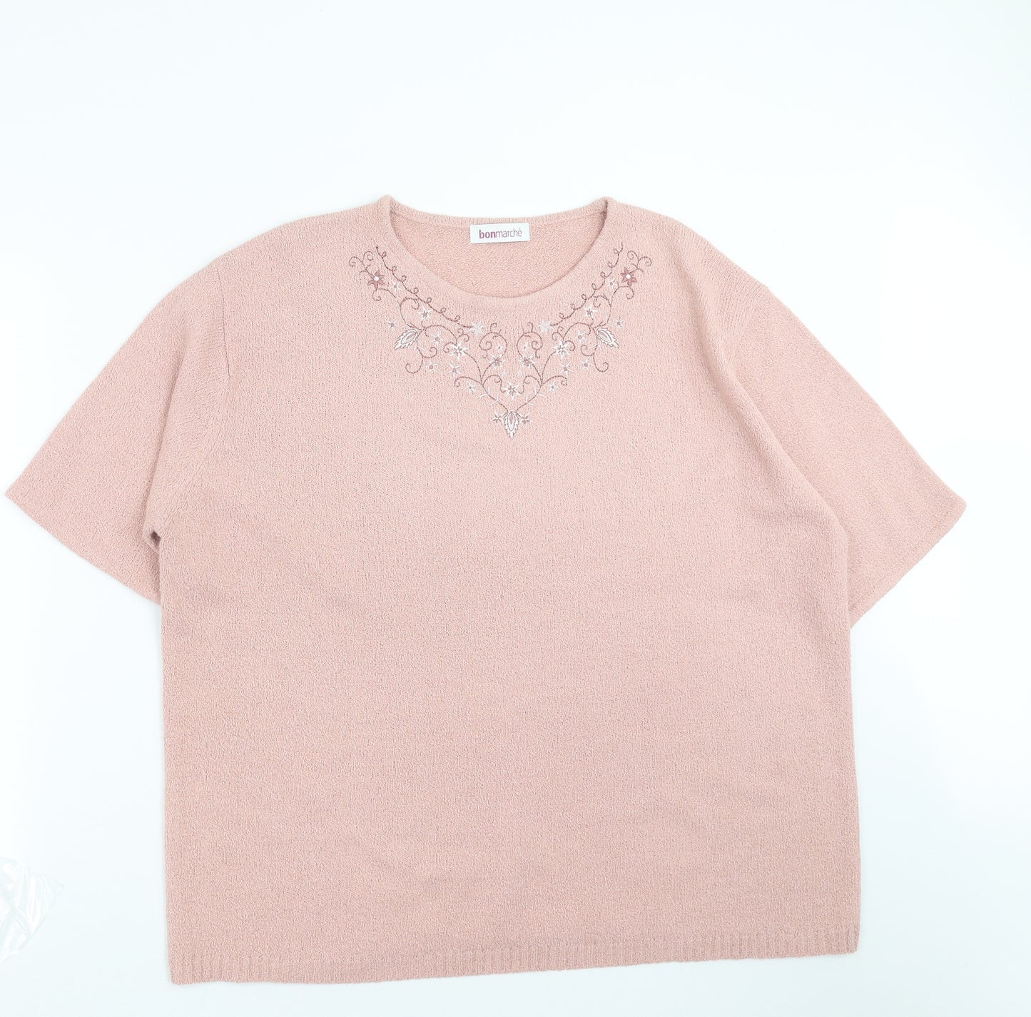 Bonmarché Womens Pink   Pullover Jumper Size XL  - Floral embroidery