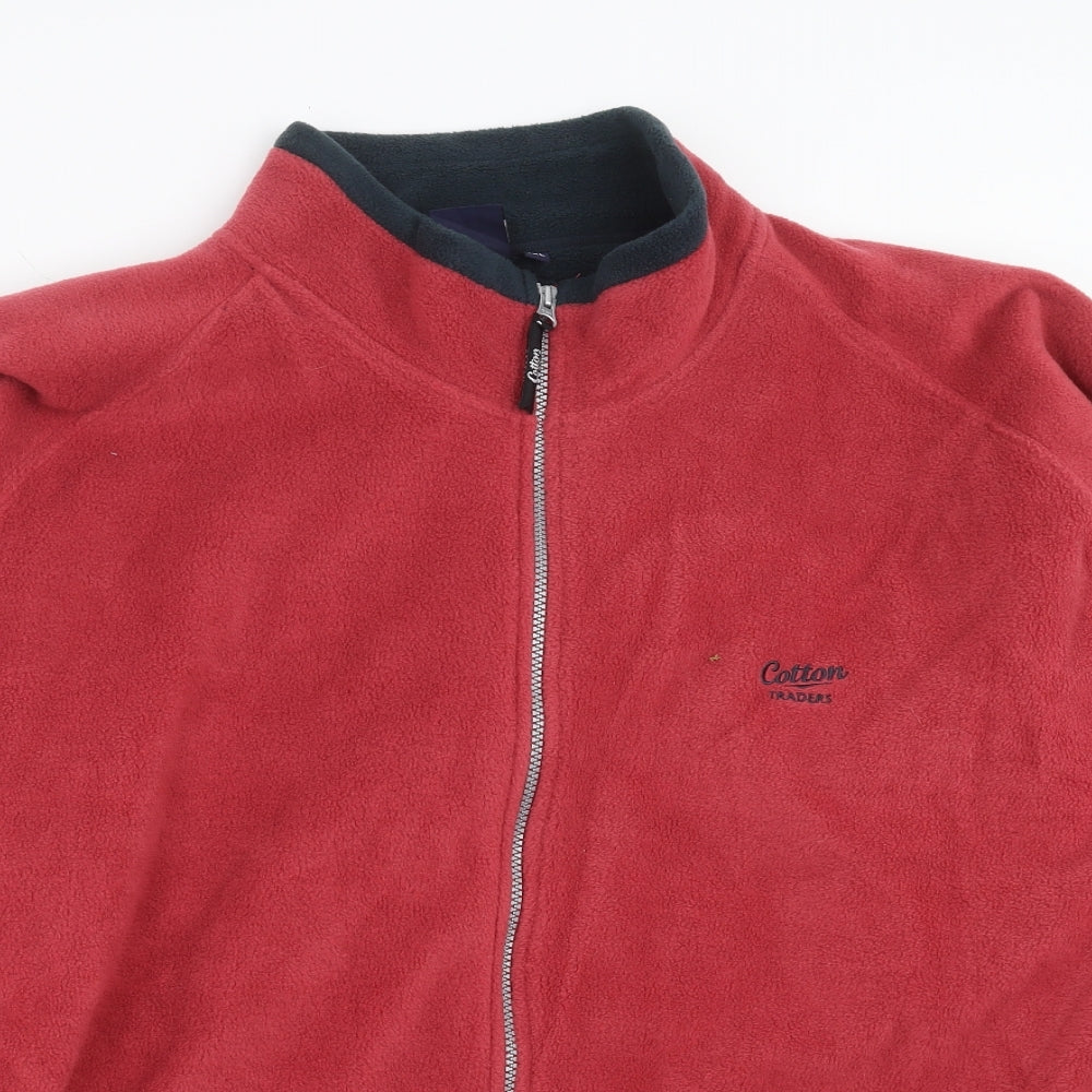 Cotton Traders Mens Red  Fleece Full Zip Jumper Size 3XL