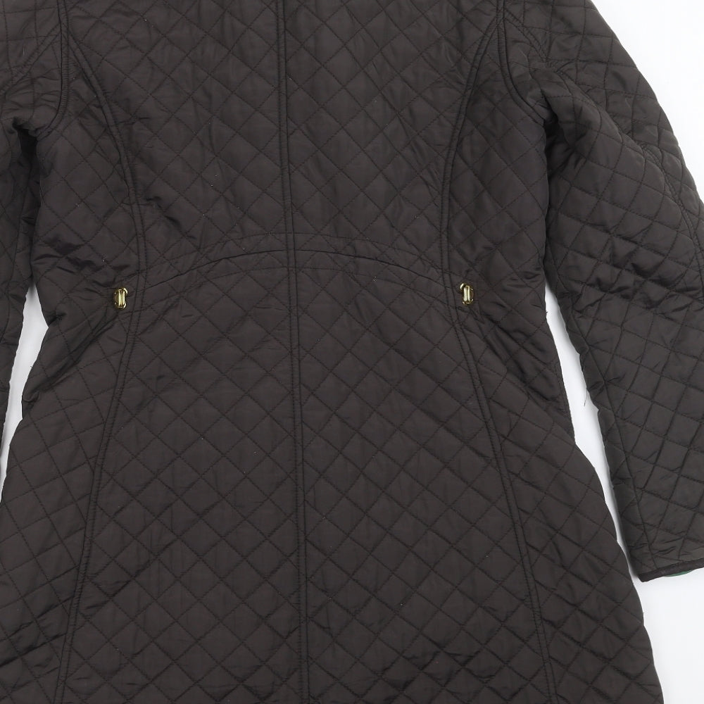 Hobbs Womens Green Argyle/Diamond  Quilted Coat Size 10