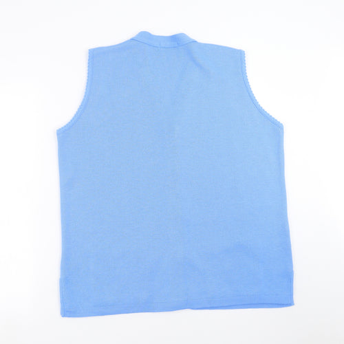 Merry Gold  Womens Blue Geometric Knit Cardigan Jumper Size XL