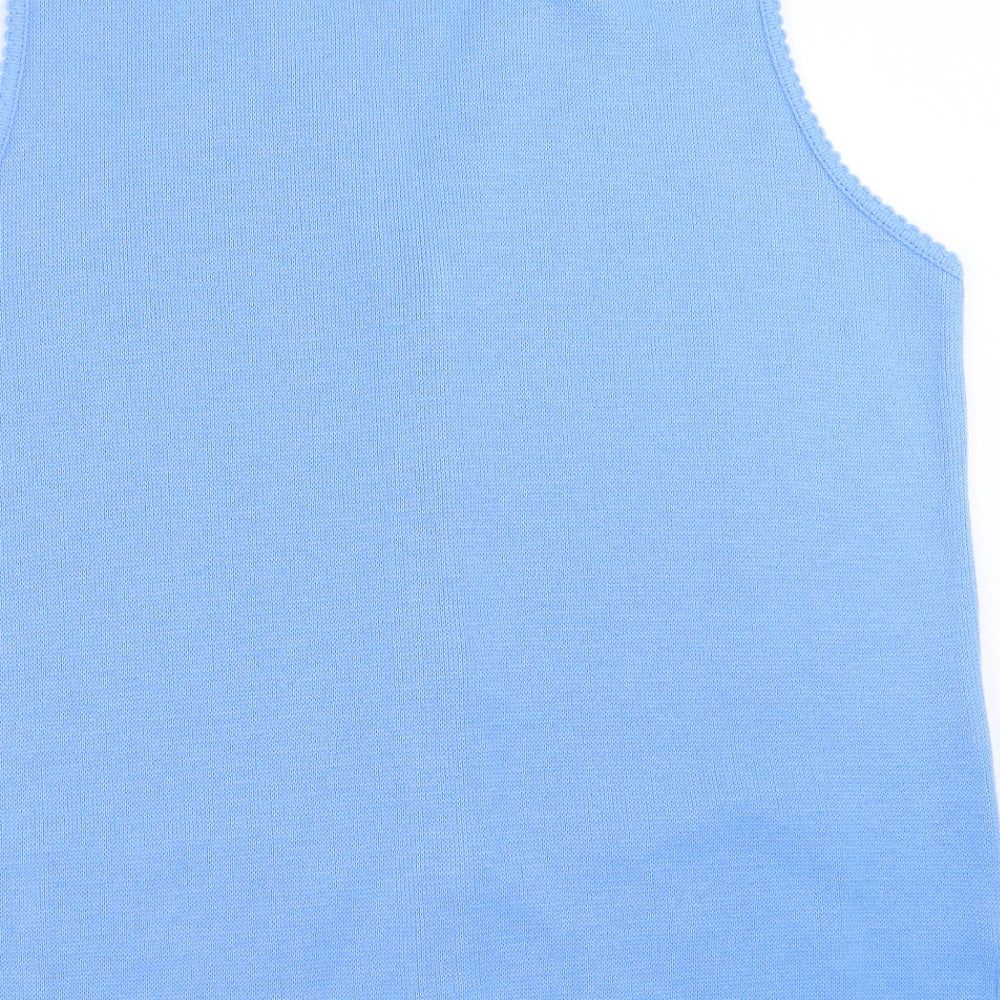 Merry Gold  Womens Blue Geometric Knit Cardigan Jumper Size XL