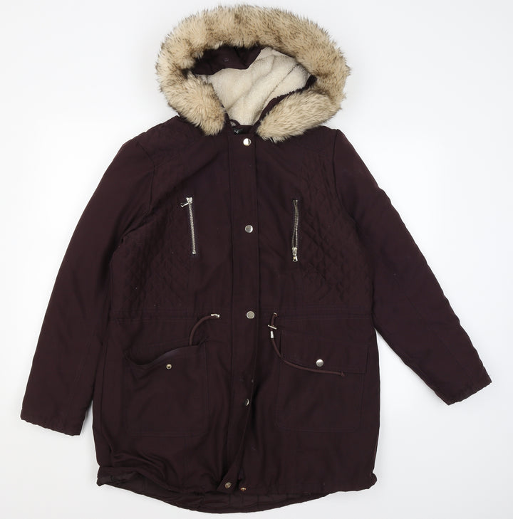 Bonmarche Womens Purple Rain Coat Coat Size 12